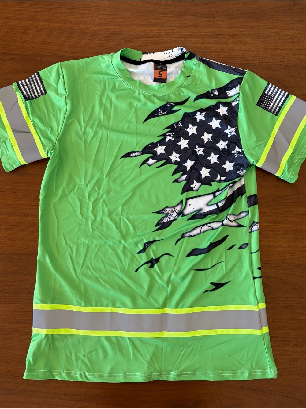 High-Visibility Green Flag Graphic Safety Tee